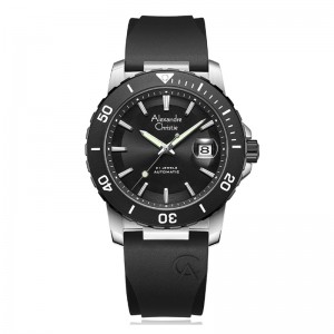 Alexandre Christie AC 6141 Silver Black Rubber Automatic MARTBBA